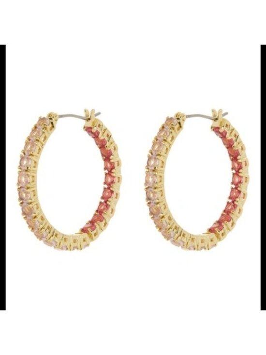 Jewelry - NWT COVET Cz Hoop Earrings In Pink Multi